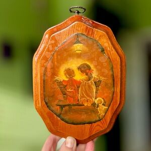 VTG Wooden Glossed Faith Based Childred Praying Dainty Cute Wall Decor Art